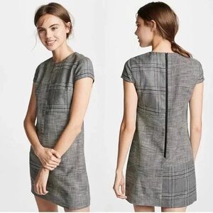 Alice + Olivia Gray Mixed Plaid Shift Dress